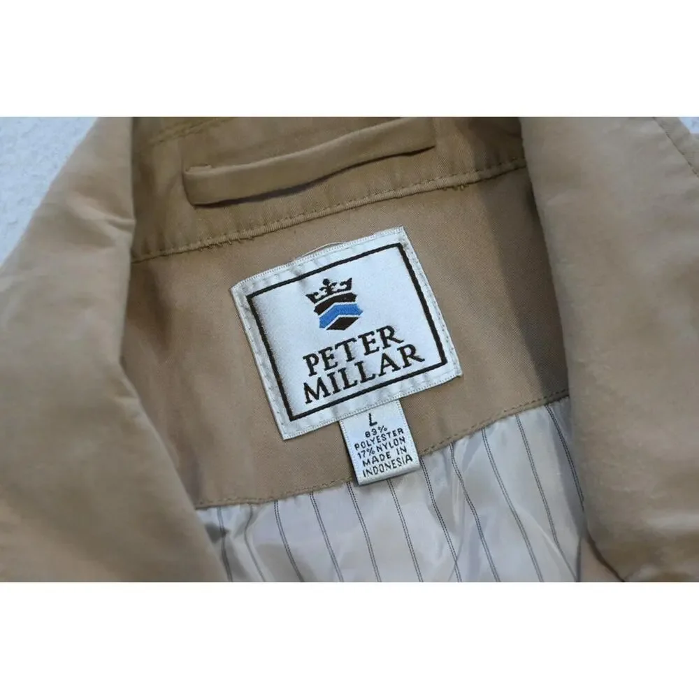 Peter Millar Lined Light Weight Golf Jacket Beige Pull Over Mens Size Large‎